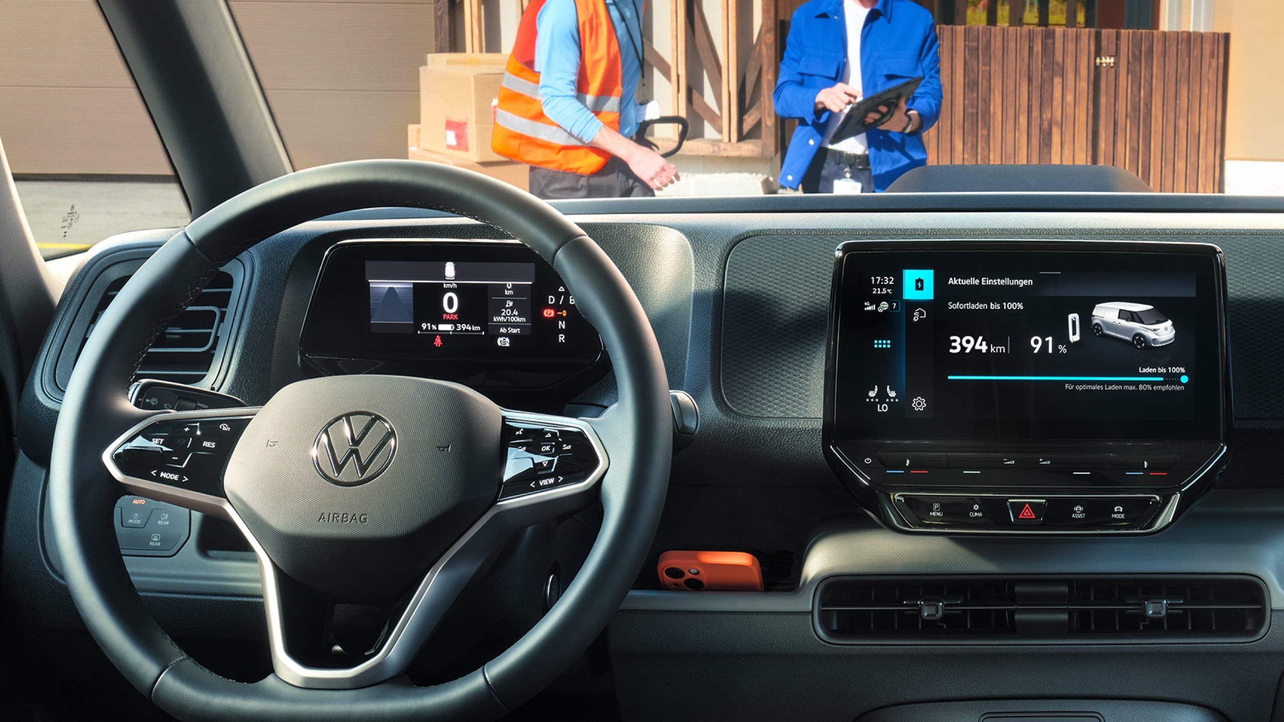 Cockpit und Dashboard des ID. Buzz Cargo