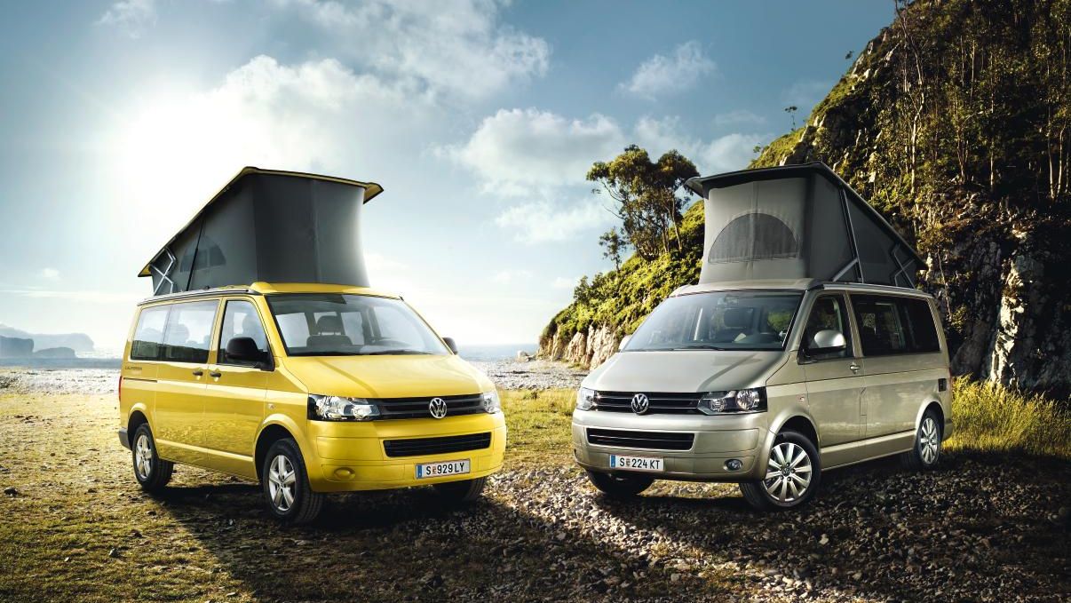 California-t5-volkswagen-faltdach-gelb-beach-ocean-coast-vw